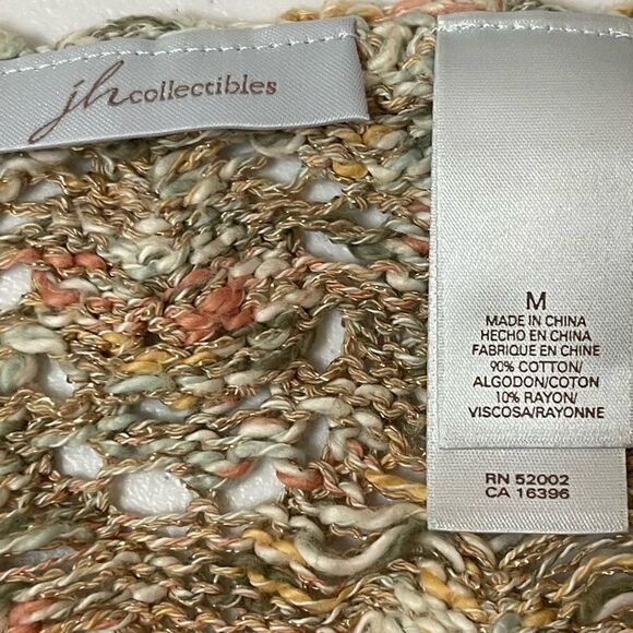 JH COLLECTIBLES Woman's M Open Crochet Knit Sweater Button belt - Picture 7 of 7